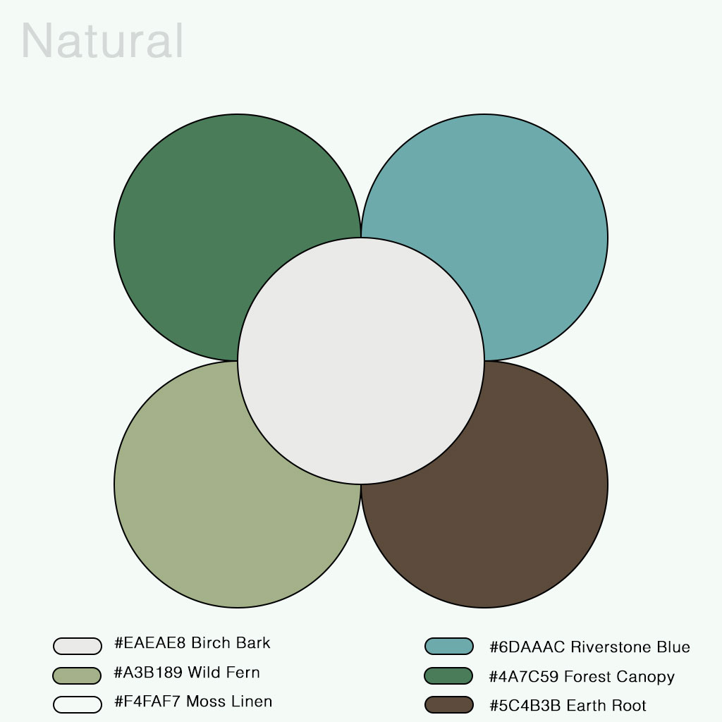 color palette portrayed with circles and hex codes